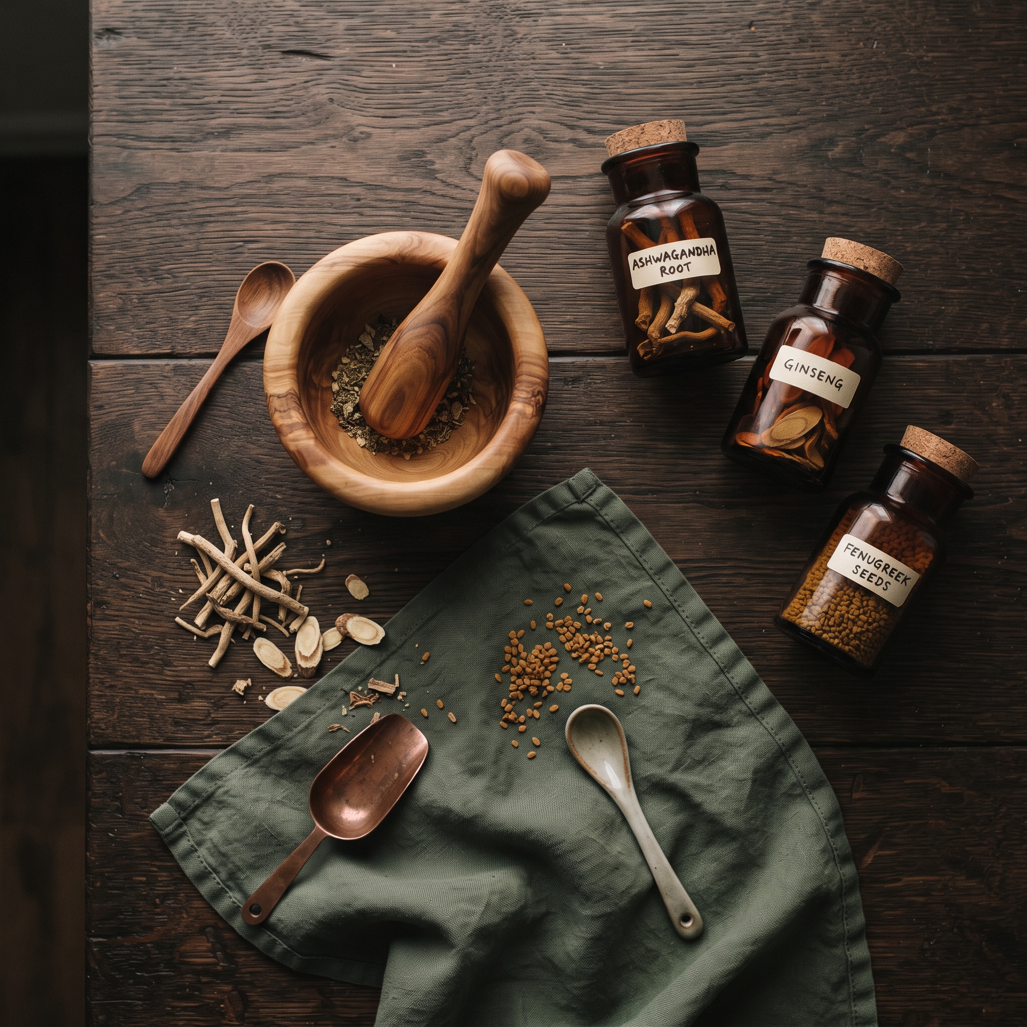 Herbal apothecary flat-lay